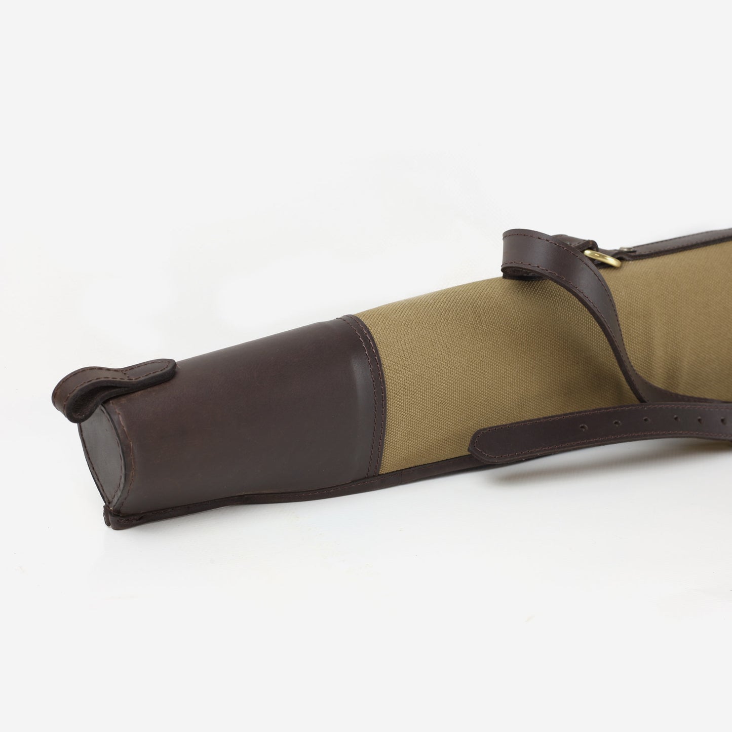 Teales Huntsman Oiled Leather and Khaki Canvas Gun Slip up to 30″ – Buckle & Flap