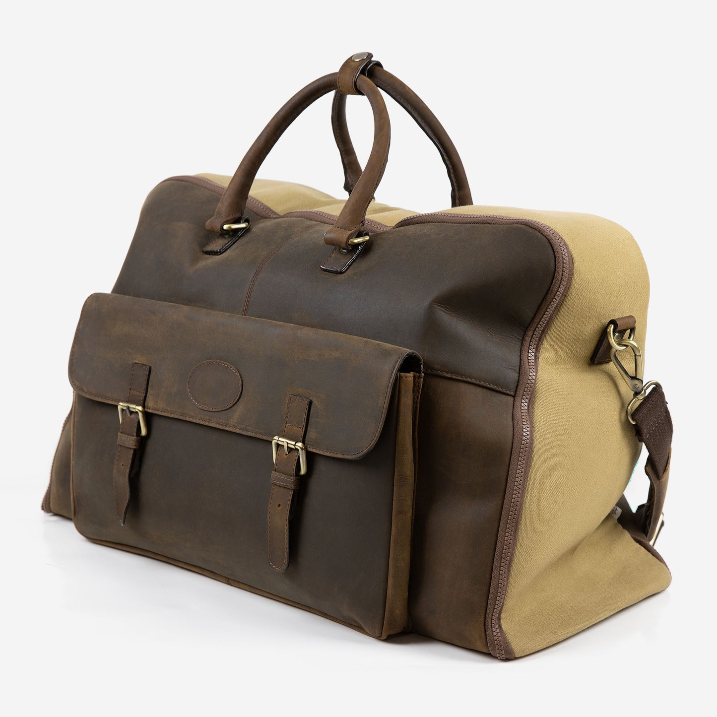 Suit Carrier and Holdall Khaki Canvas & Leather