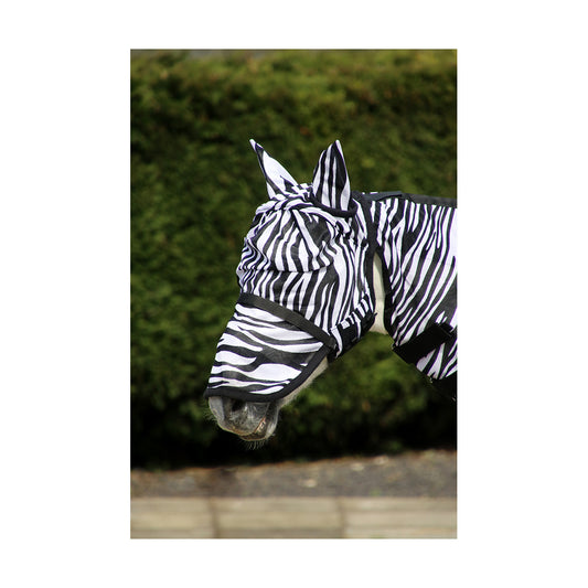 Hy Equestrian Zebra Fly Mask with Ears & Detachable Nose