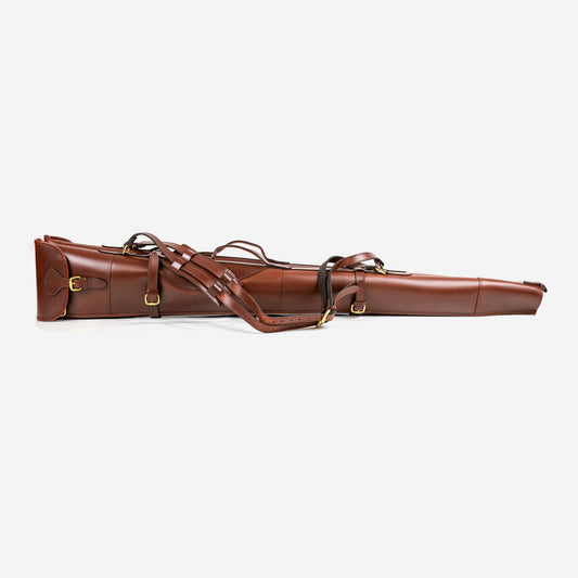 Teales Premier Leather Double Gun Slip up to 30″ – Buckle & Flap – Harness Brown